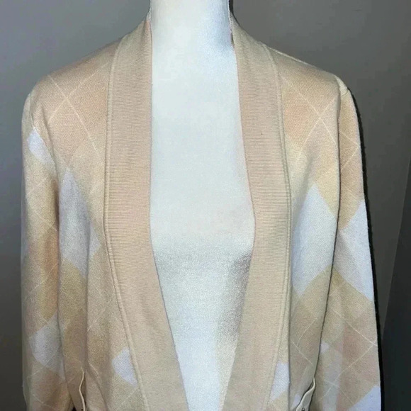 Sandro Beige and White Diamond Cardigan - Picture 2 of 12